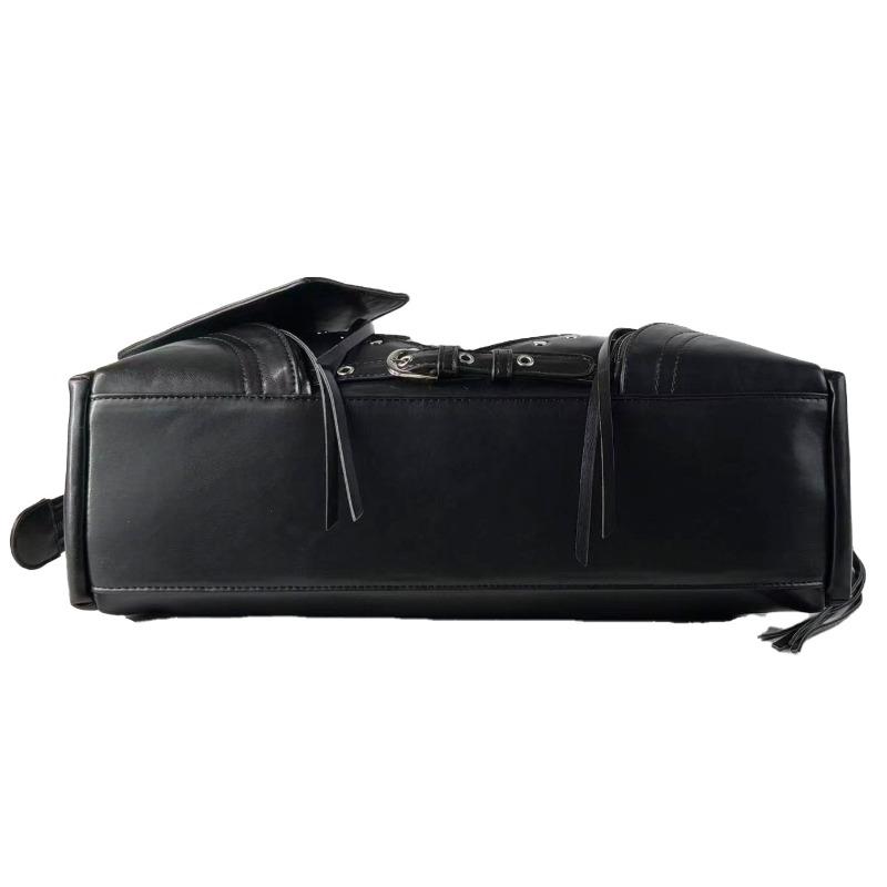 Small-scale Retro Motorcycle Large-capacity Rivet Commuter Tote Backpack with Shoulder Strap and Crossbody Design