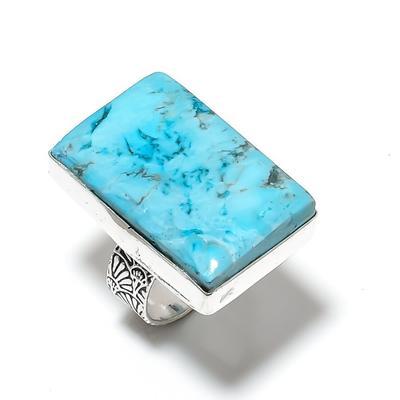 Natural Tibetan Turquoise Gemstone 925 Sterling Silver Gift Ring Size 10 o1R46