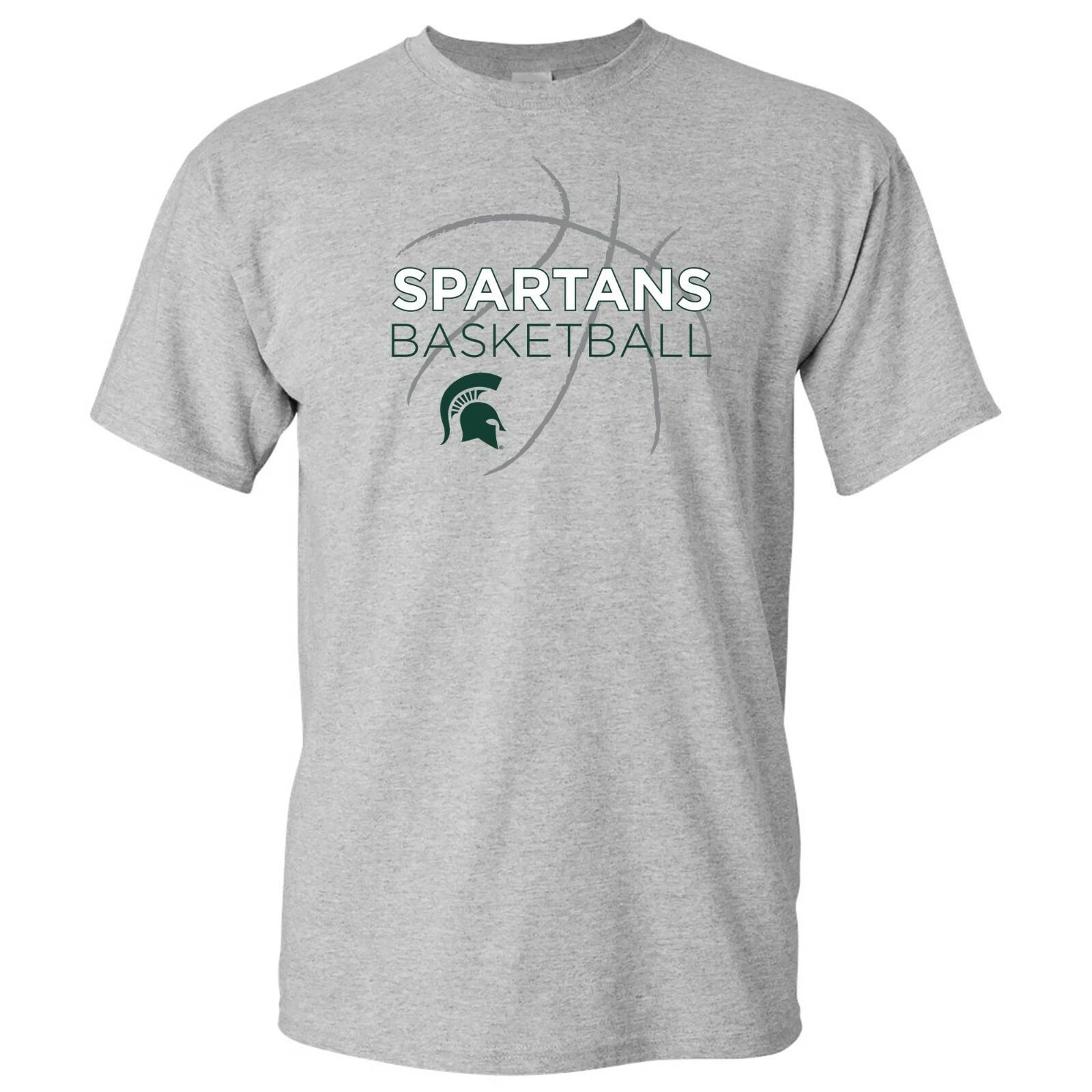 Michigan State University Basketball Sketch T-Shirt - Sport Grey 3XL