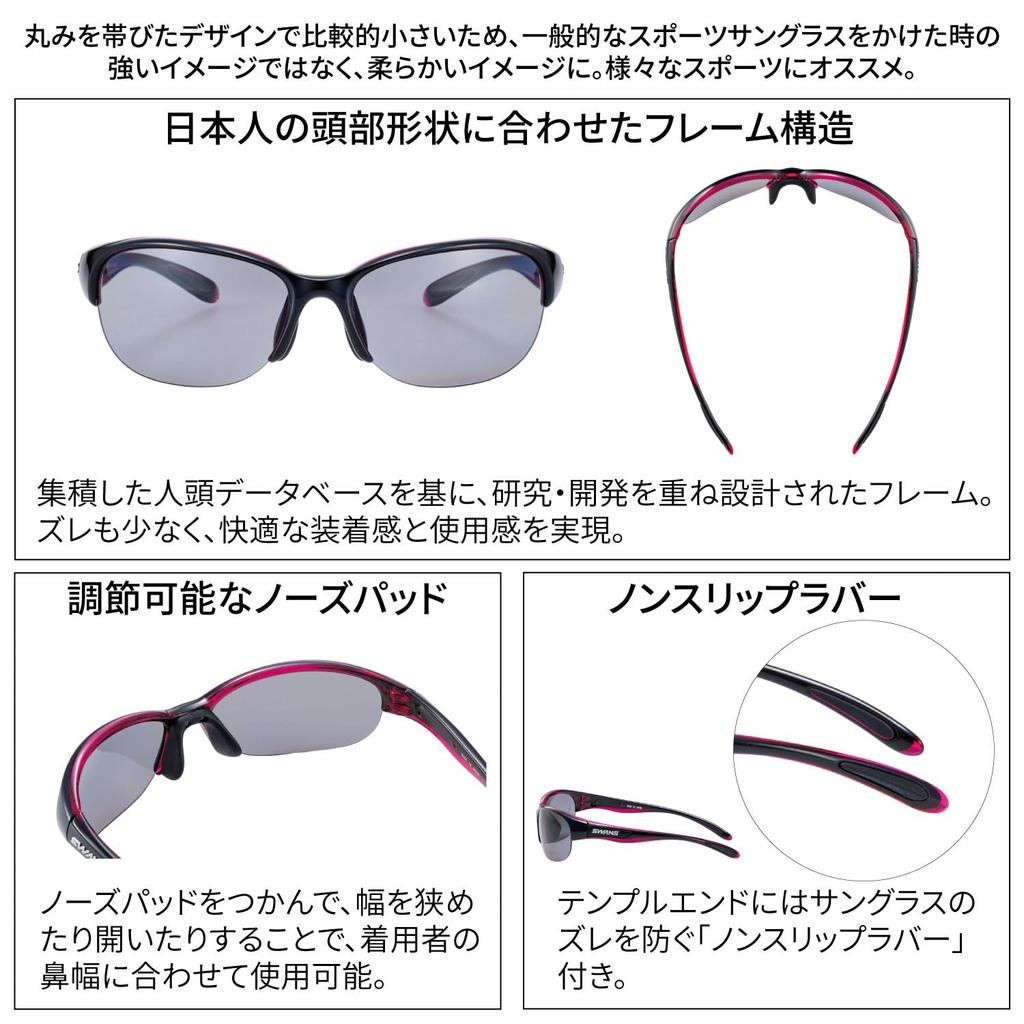 SWANS Luna Sports Polarized Sunglasses Black x Clear Pink Women's LN-0051 BK/P