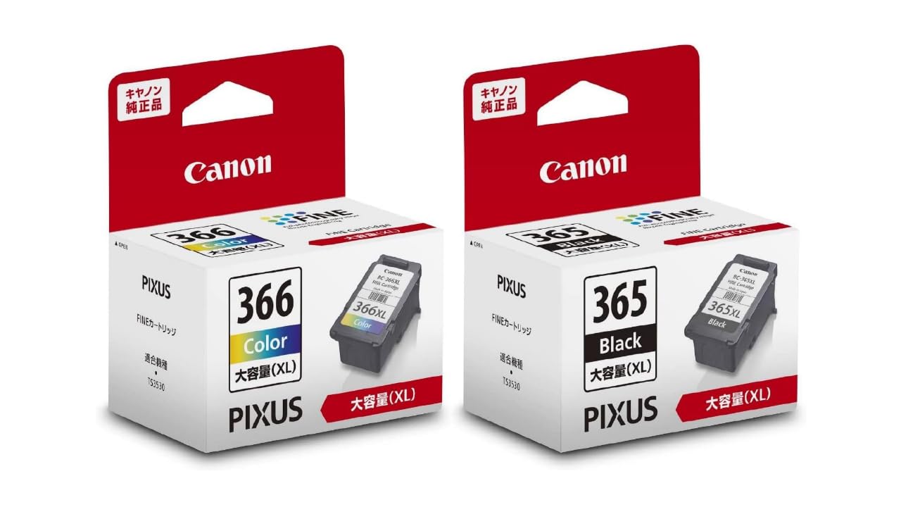 

Genuine Canon Ink Cartridge Compatible with PIXMA TS3730 TS3530 Set BC-366XL (Tri-Color High-Yield) + BC-365XL (Black High-Yield) - 2-Pack /