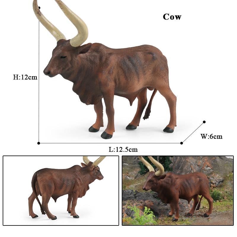 Oenux Farm Animals Bullfighting Cowboy Simulation Poultry Cattle Calf Bull OX Action Figures Collection Pvc Model Toy Kids Gift