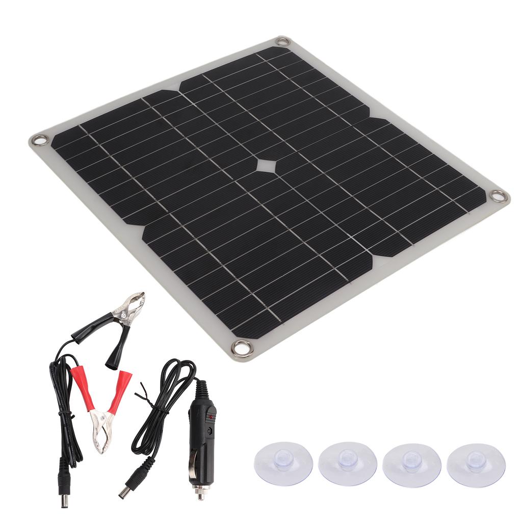 Solar Panel Kit Monocrystalline Solar Cell Panel Charger Dual USB+DC Output 15W for Outdoor Charging
