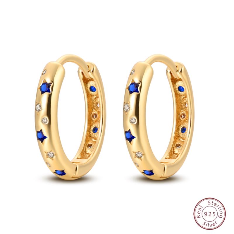 925 Ayar Burgu Halka Küpeler Minimalist Altın Yuvarlak Moda Zirkon Tokalı Düğün Takısı Kadınlar İçin Hediye