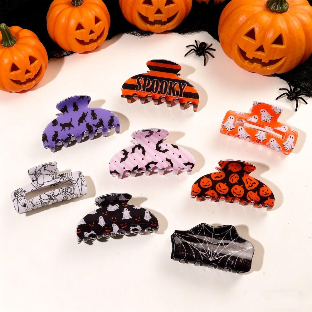 Spider Pumpki Hair Clip PVC Acrylic Ghost Hairpin Large Shark Clip Festive Gathering