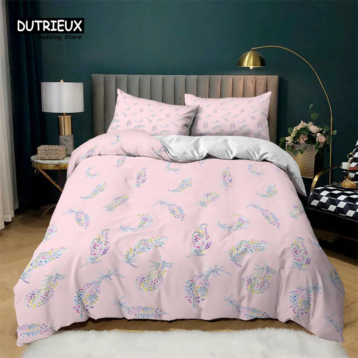 

Modern Vibrant Twin Full Comforter Floral Garden Flower Branches Leaves For Kids Girls Teens Adults Bedroom Decor Comforter (quilt)-EU Single(135*200cm)3pcs