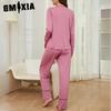 GMXIA Women's Homewear Autumn and Winter Cardigan Long-sleeved Trousers Two-piece Pajamas