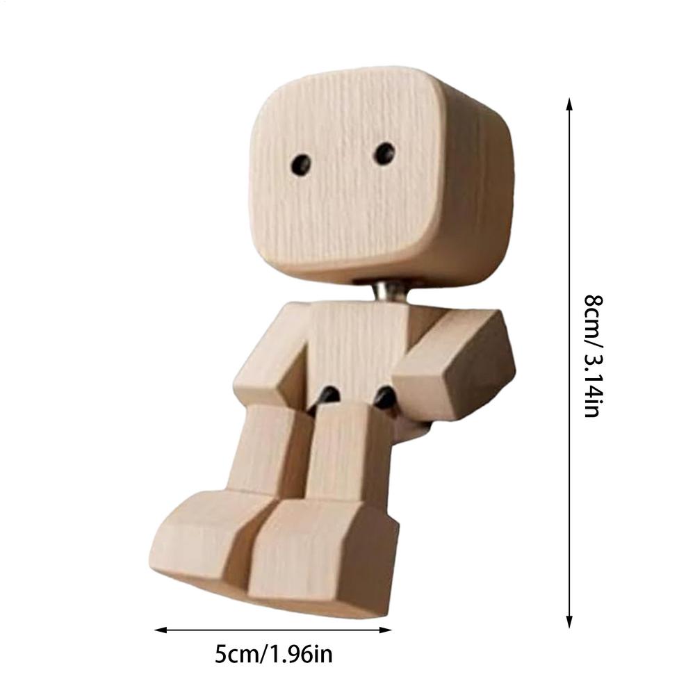 Shaking Feet Wooden Human Figure Desktop Dashboard Funny Sculpture Ornament for Family Outings Road Trips Commuting Dormitory