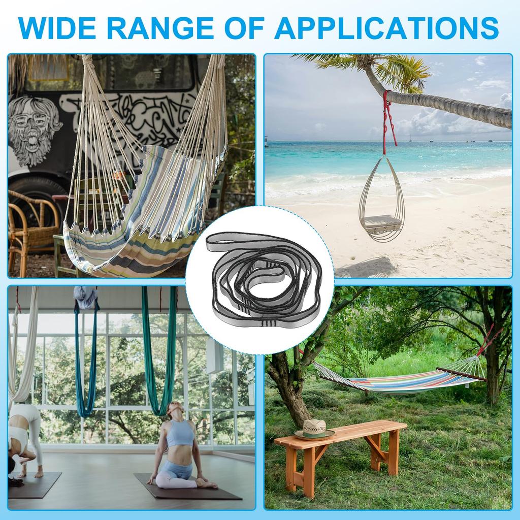 PATIKIL Gänseblümchen-Ketten-Set aus elastischen, starken Kletterbändern für verstellbare Nylon-Ketten-Schlingen mit 8 für Aerial Swing Grau 59-Zoll-Bänder, 4, Bänder,