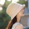 Elegant Straw Splicing Sunshade Bucket Hat Women Travel Beach Straw Hat Outdoor Sun Hat