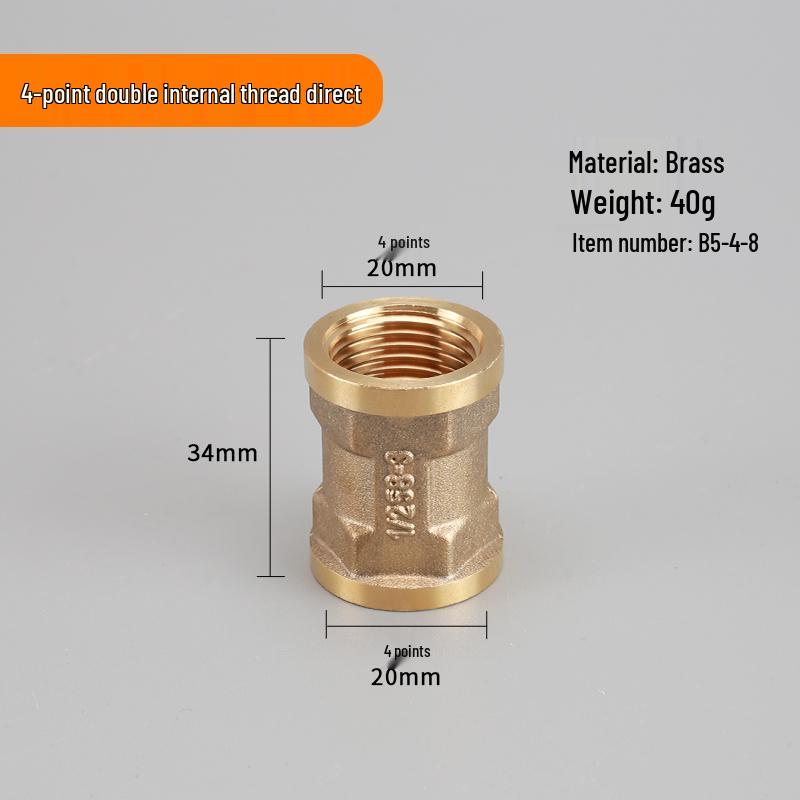 4-Point Copper Pipe Connector with Double Male and Female Threads