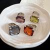 European & American Court Style Rhinestone Geometric Square Ring: High-End, Fashionable, Exaggerated Jewelry