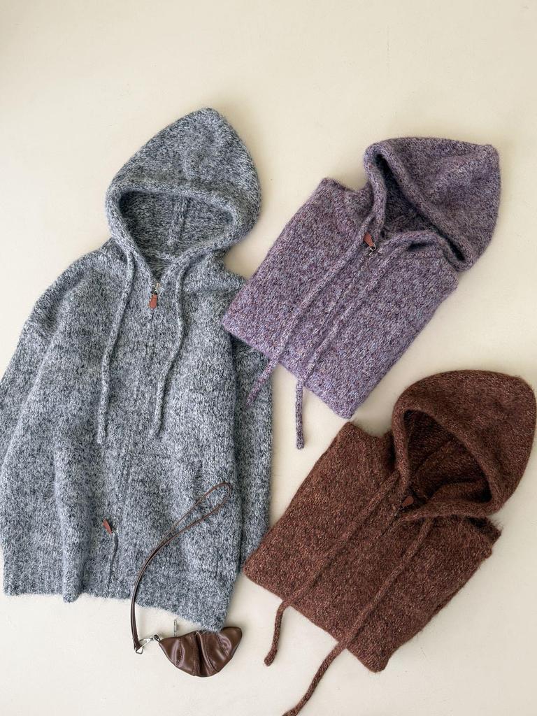 2025 High-End Korean Style Hooded Knitted Cardigan - Autumn/Winter Versatile Casual Sweater