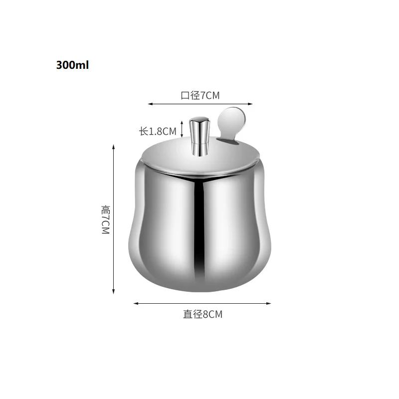 

300 мл банка для специй из нержавеющей стали сахарница контейнер для кофе банка для приправ горшочек для приправ канистра графин с крышкой и ложкой