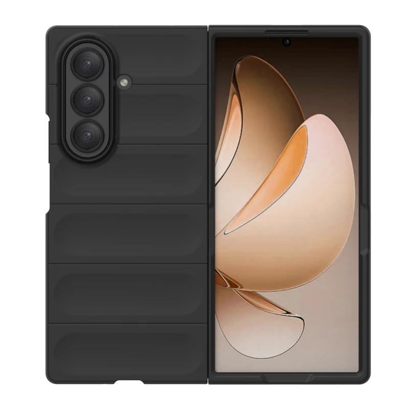 Simple Bunsiness Phone Case For Samsung Galaxy Z Fold 7 6 5 4 3 Soft Liquid Silicone Naked Device Feel Anti-Drop Protector Cover