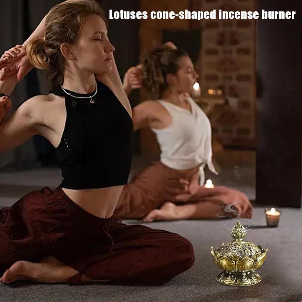 Lotus Incense Burner Air Purification Aromatherapy Base Stand Mini Sandalwood Censer Incense Metal Craft Home Decoration