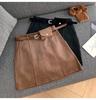 Korean-Style High-Waisted Suede A-Line Bodycon Skirt for Women - Spring/Autumn 2026