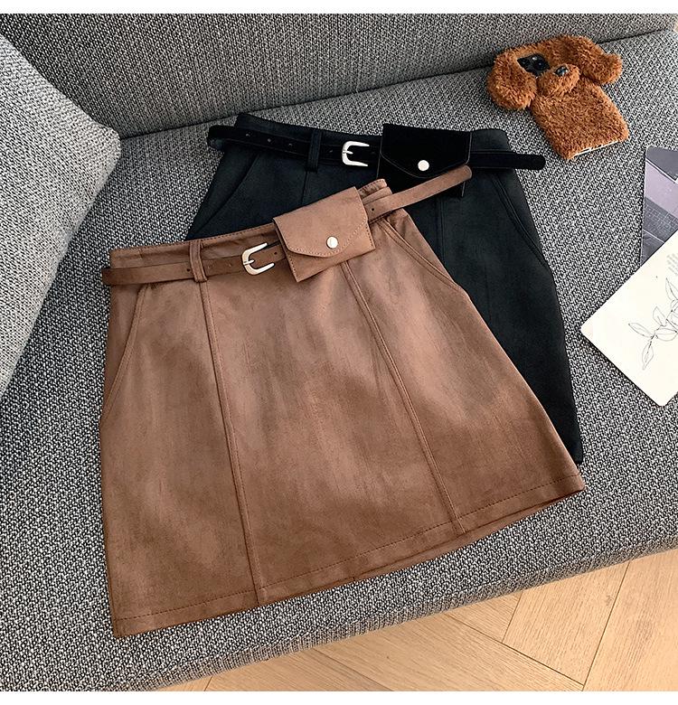 Korean-Style High-Waisted Suede A-Line Bodycon Skirt for Women - Spring/Autumn 2026 M