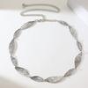 New European and American Women's Leaves Texture and Texture Fashionable Metallic Silver Women's Waist Chain Spring and Summer Versatile