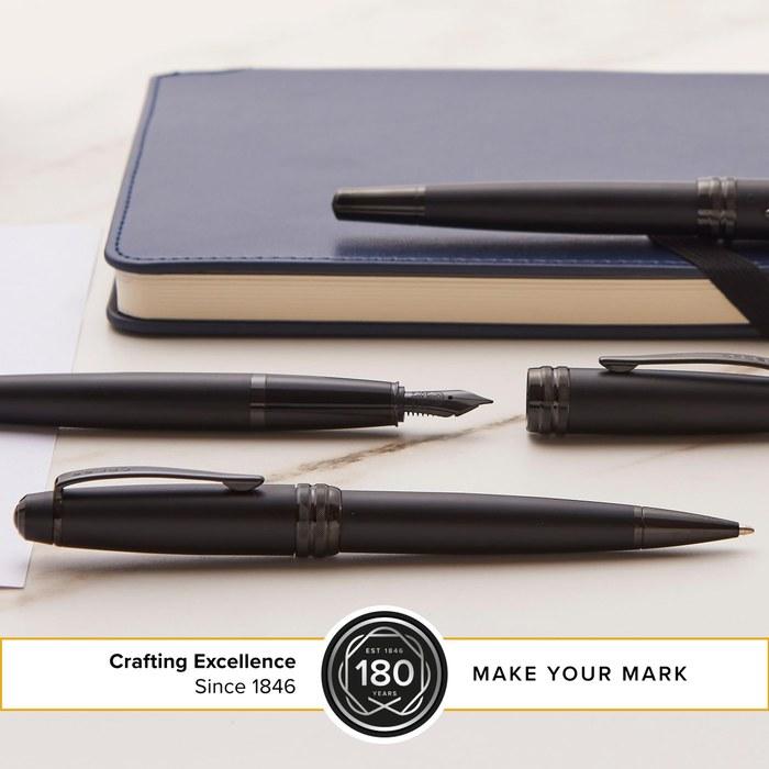 CROSS Ballpoint Pen, Oil-Based, Bailey, Matte Black Lacquer, NAT0452-19, Medium Point
