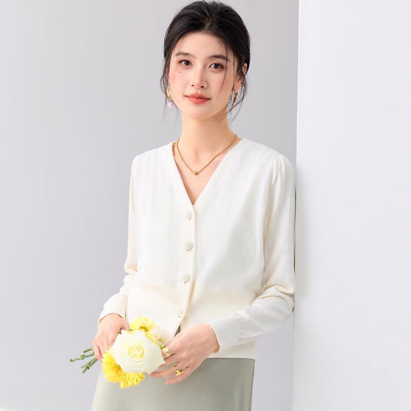 French Style Merino Blend V-Neck Knit Cardigan