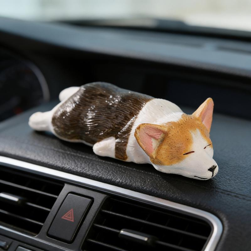 Mini Corgi Resin Doll for Car Dashboard Decoration Cute Dog Figurine Car Interior Accessory Animal Ornament Desk Decor Gift
