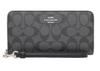CocoLeza Women's Luxury Signature Long Zip-Around Wallet with Round Zipper and Strap (Black Smoke X Black) - Outlet Item