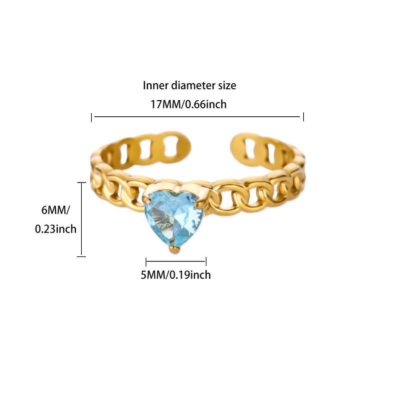 December Birthday Stone Color Love Zircon Ring Women's Chain Ring Niche Opening Simple New Model
