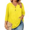 Womens 3/4 Length Sleeve Tops Plus Size Button Down V Neck Shirts Blouses Casual Solid Color Loose