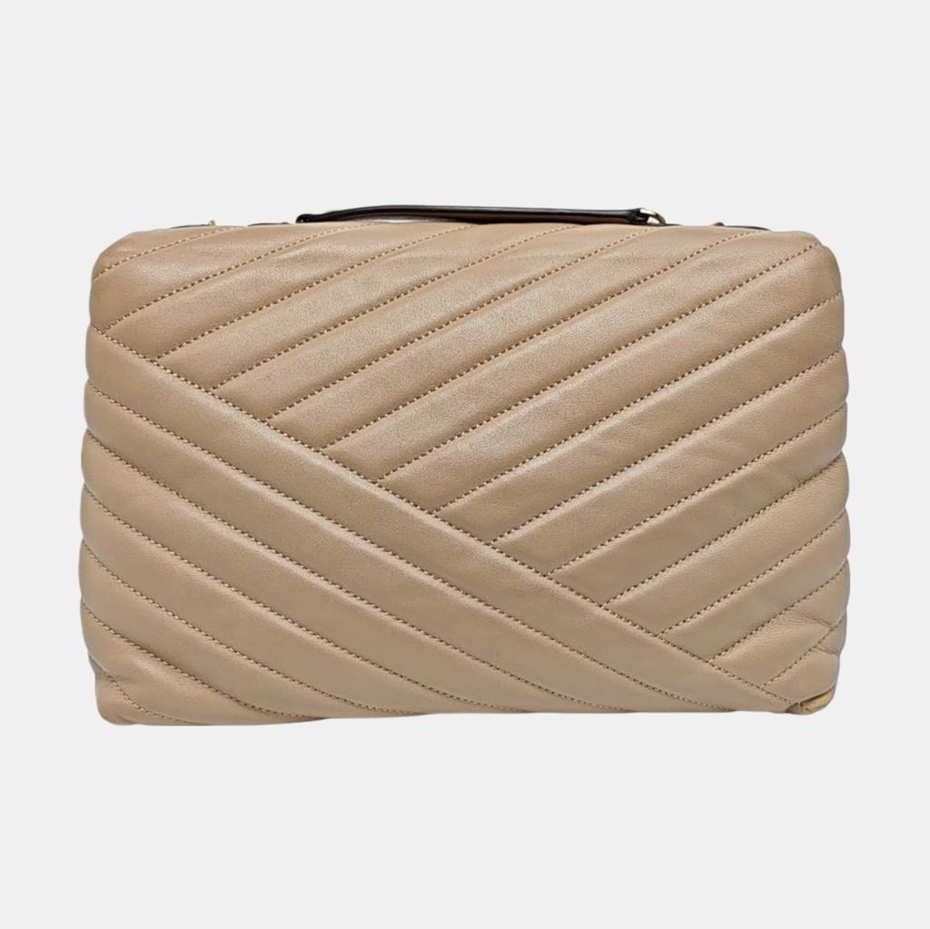 [Pre-Owned] Kira Large Nude Pink Lambskin Quilted Shoulder Bag With Gold Hardware - Very Good #O65QIA