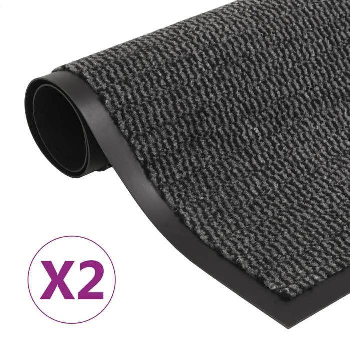 VidaXL Paillassons rectangulaires 2 pcs 40 x 60 cm Anthracite