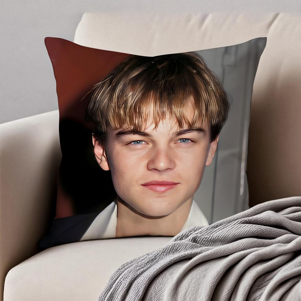 Handsome Actor lLeonardo DiCaprio Cushion Cover Pillowcase Antidustmite Invisible Zipper Short Plush Sofa Cushion