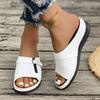 Women's Platform Cutout Slipper Peep Toe Sewn Wedge Beach Sandal