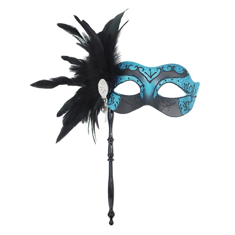 Venetian Masquerade Masks Halloween Mardi Gras Masks with Stick Ball Party Masks