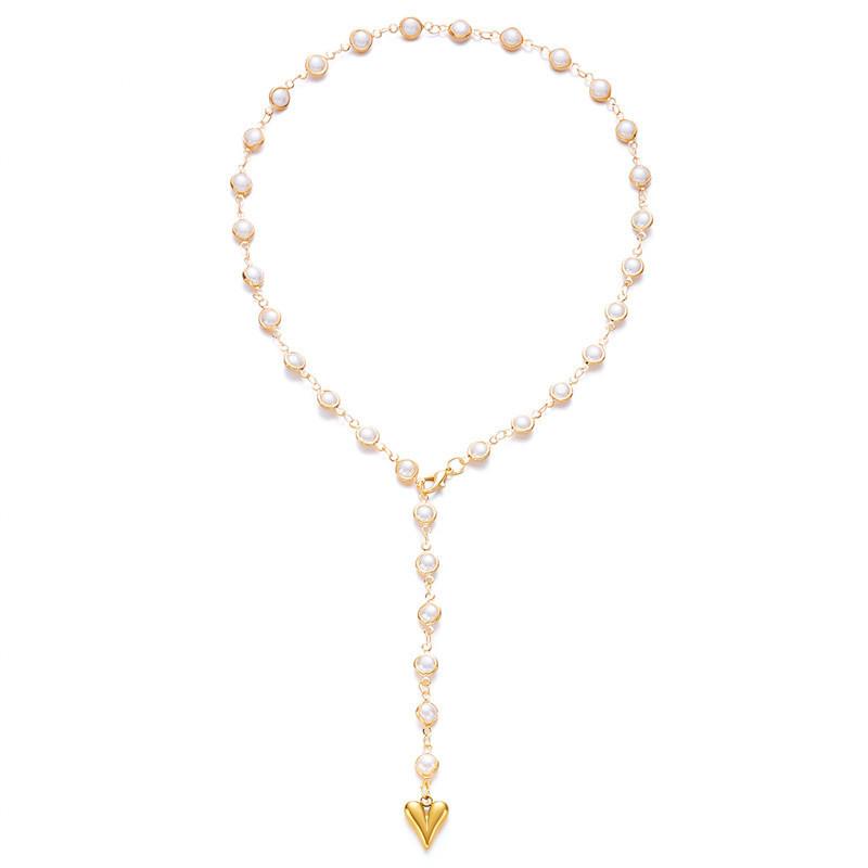 Minimalist Summer Fashion Heart Y Shaped Chain Jewelry For Women With Geometric Heart Style