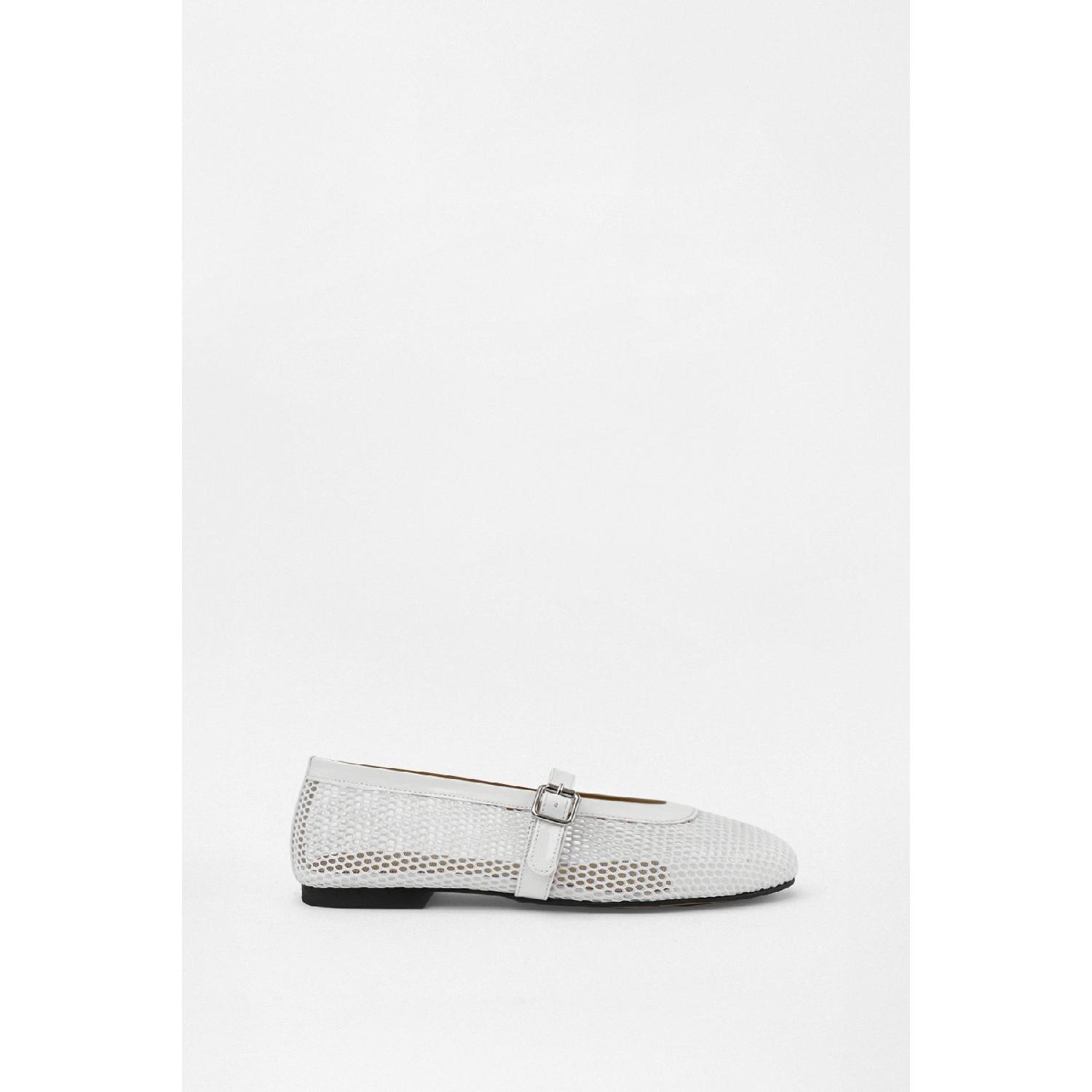 

Babet 2413 - Белая женская балерина с сетчатой ​​отделкой, однополосная