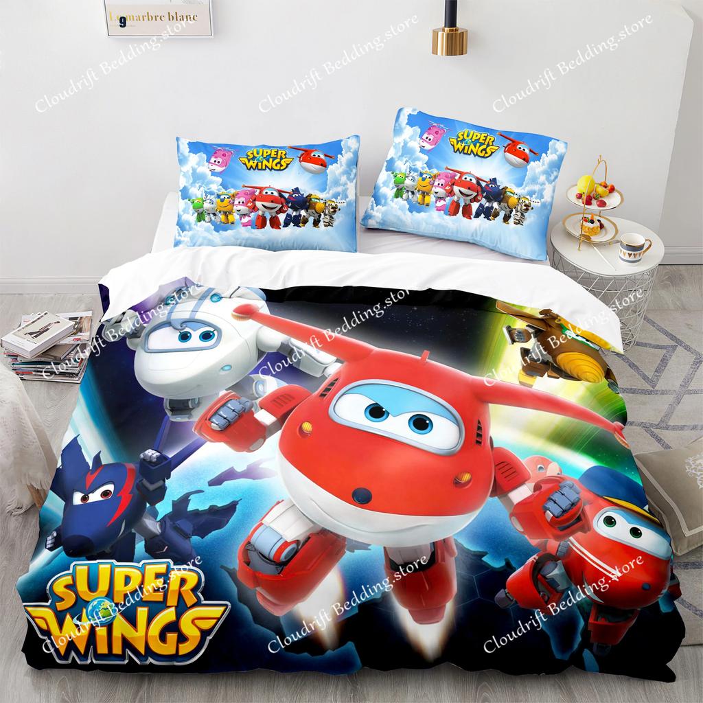 Super Wings Bedding Set Bedspread Single Twin Full Queen King Size Game Super Wings Bed Set Children's Kid Bedroom Duvetcover