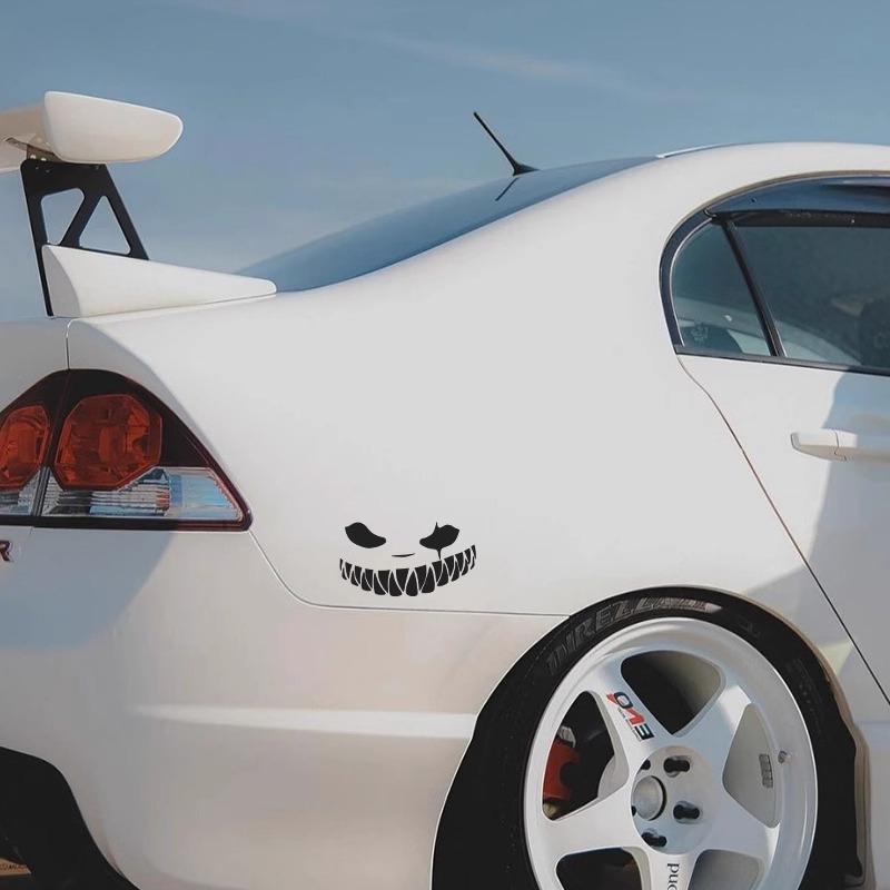 Dämon Smiley Gesicht Wasserdichtes Aufkleber, Langlebiger Vinyl Sticker, Universelles Styling Zubehör für Motorrad, Auto und Elektroroller