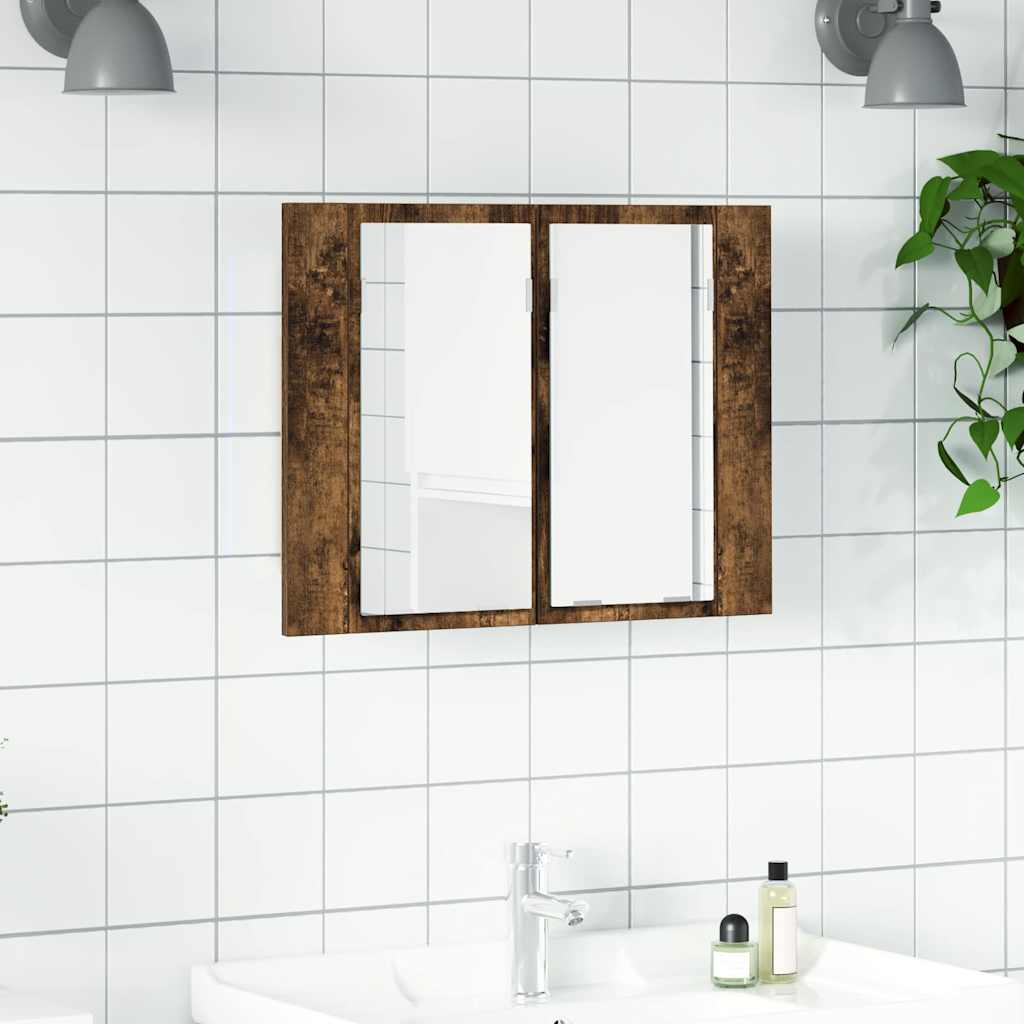 Vidaxl Bathroom Cabinet with Mirror, Smoked Oak, 60X12X45 Cm