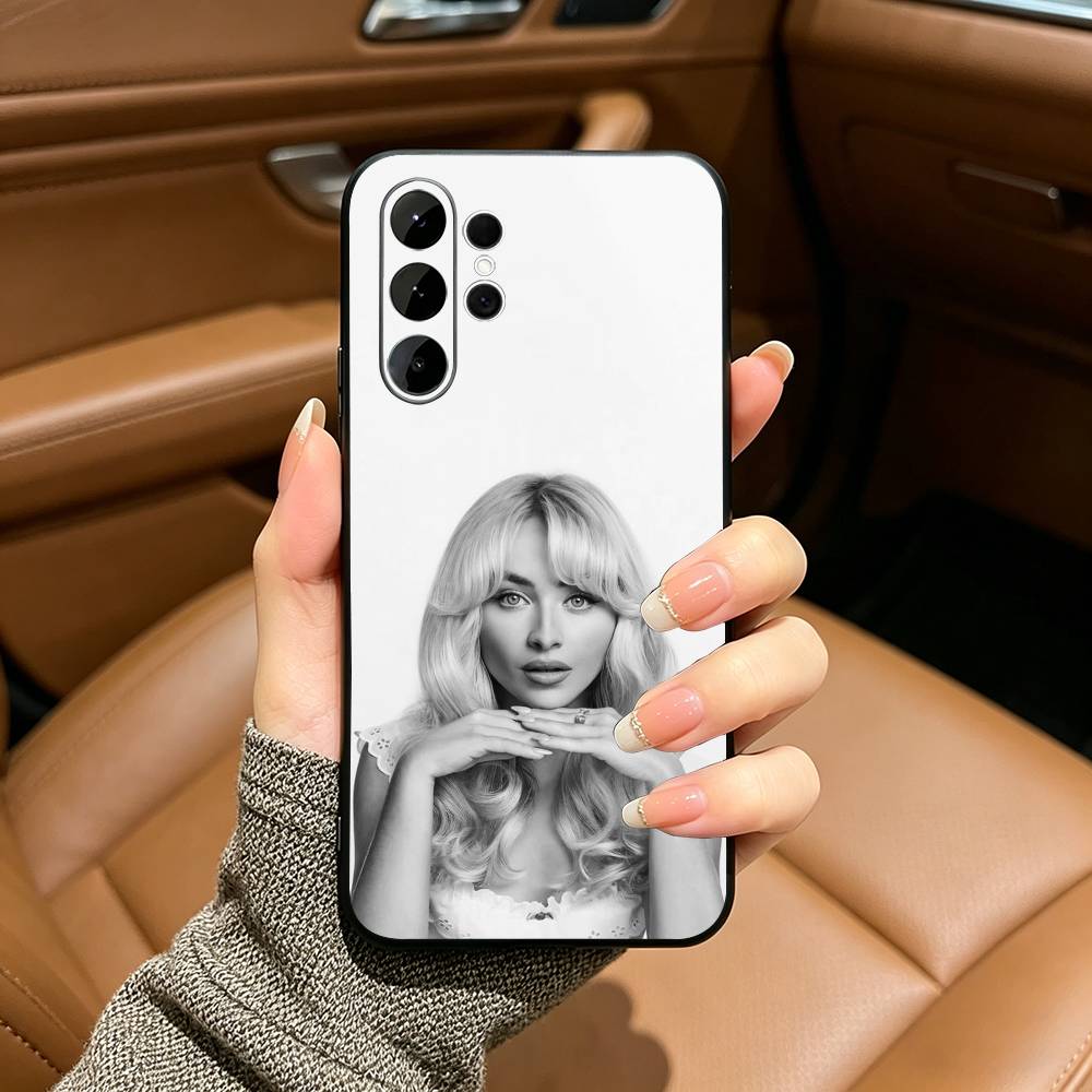 Singer S-Sabrina C-Carpenter  Black Soft Silicone Phone Case for Samsung Ultra S25, S24, S21, S22, S23, S30, Plus, FE, Lite