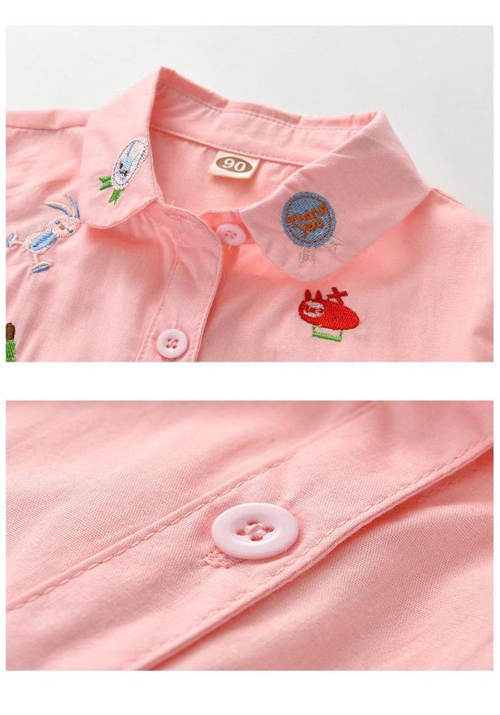 Girls' White Long Sleeve Shirt - Korean Style, 2025/2026 Spring/Autumn Collection