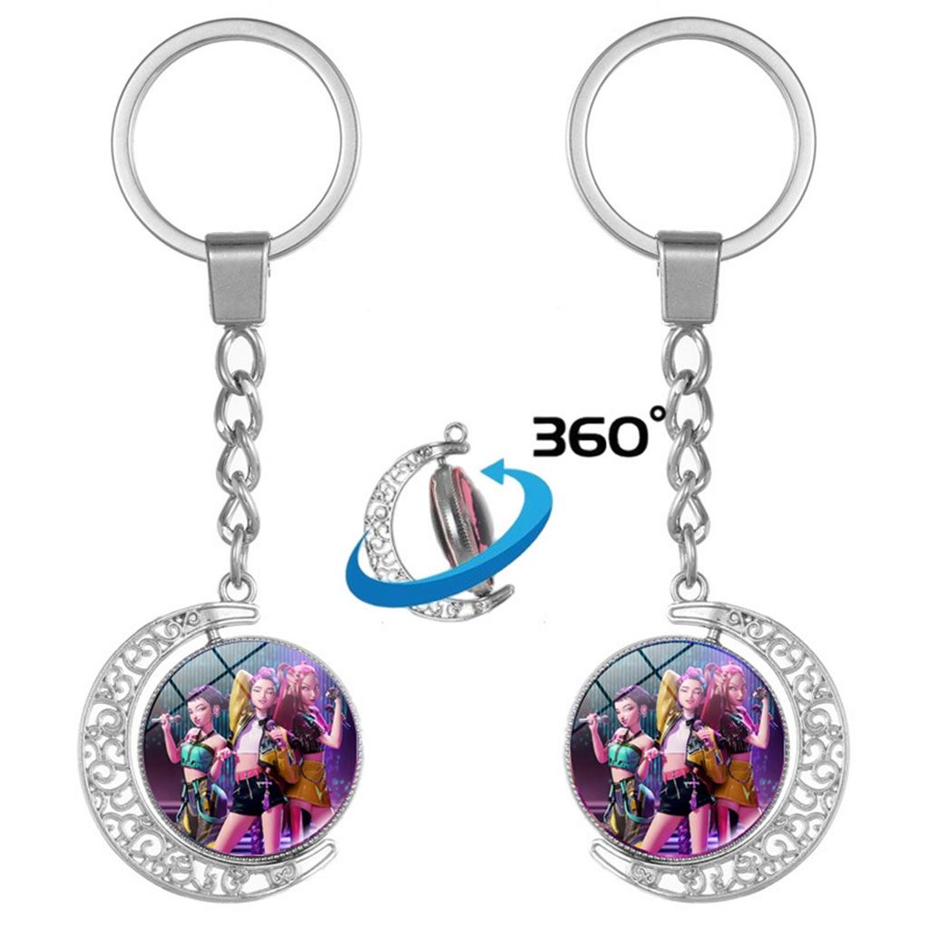 Anime Peripheral Double-sided Rotating Keychain, Creative Peripheral Key Ring Accessories Key Chain Ring