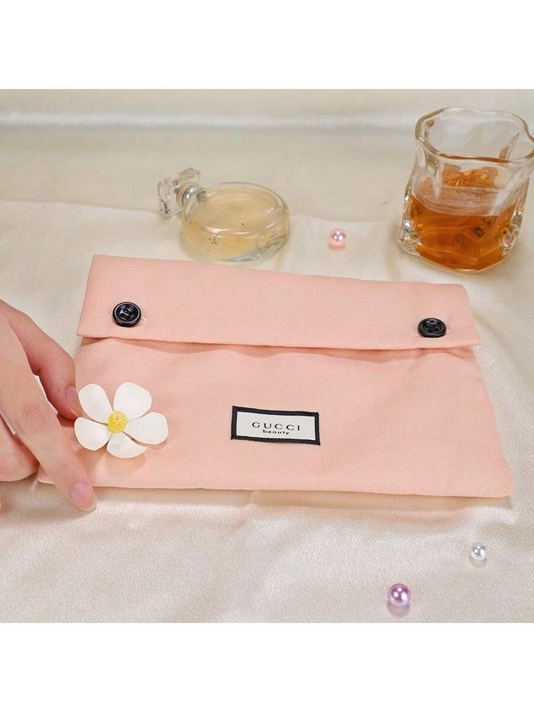 Gucci Pink Canvas Cosmetic Storage Bag,8.5L X 6H X 2W,Sweet Style