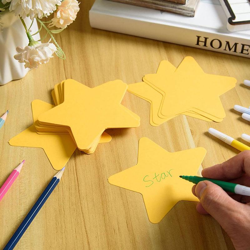 200Pcs Yellow Double-Sided Paper Star Cutouts Star Shape DIY Craft Decor for Kids School Classroom Party Decoration
