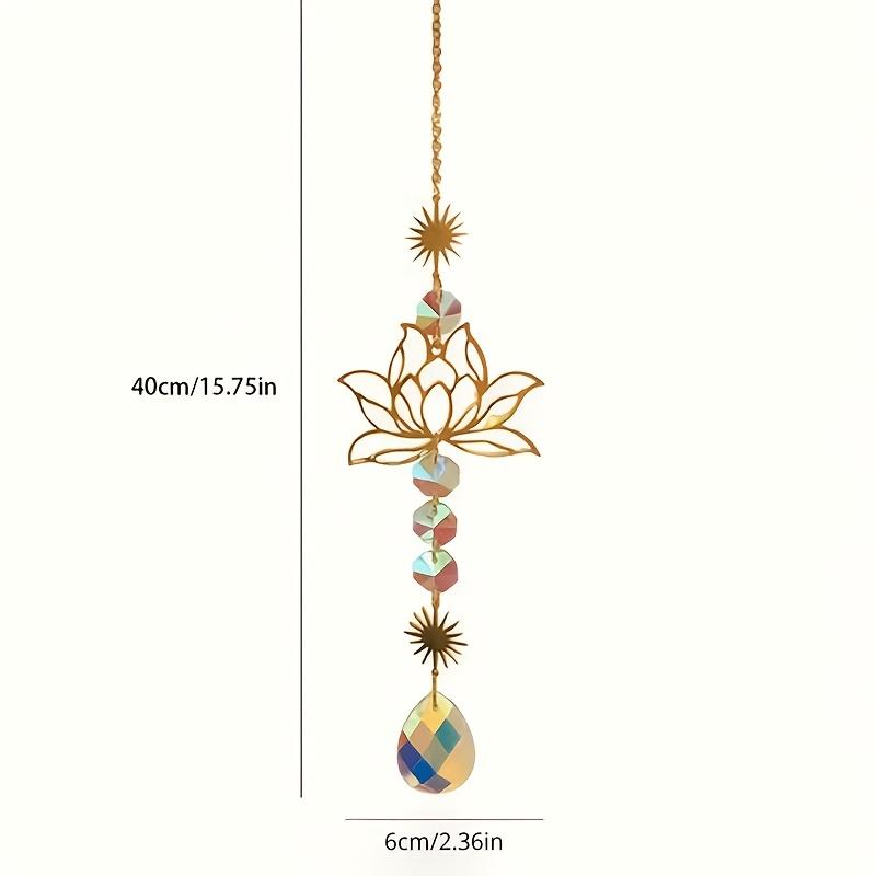 Kristall Prisma Lotus Sonnenfänger, Metall Hängeornament für Heimfensterdekoration, Perfektes Geschenk für Feiertage & Geburtstage