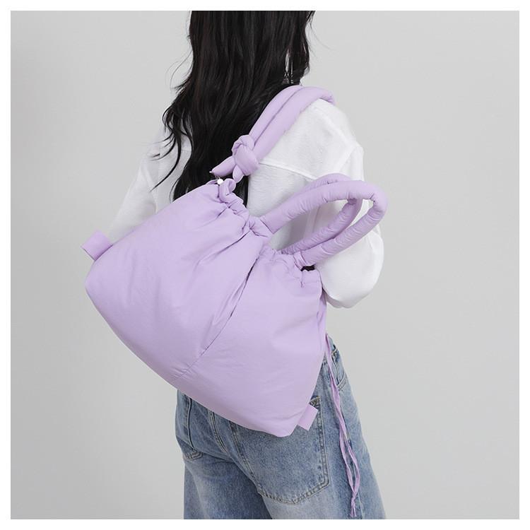Ielgy Large-Capacity Solid Color Cotton-padded Clothes Bag All-Match Cross-Body Shoulder Bag