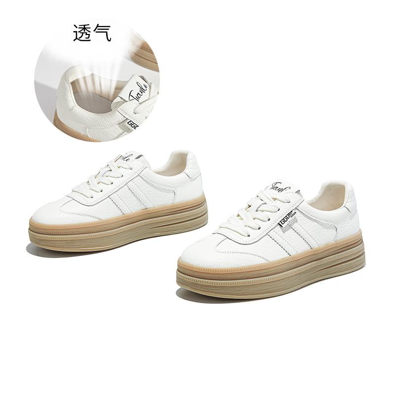 Leather platform German training shoes women's 2025 new comfortable Forrest Gump shoes versatile sports shoes not tired feet white shoes women's