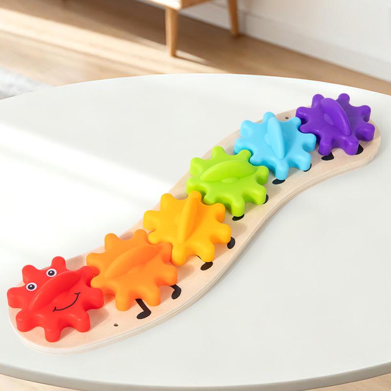 Colorful Wooden Caterpillar Climbing Frame - Busy Board and DIY Accessories for Kindergarten.