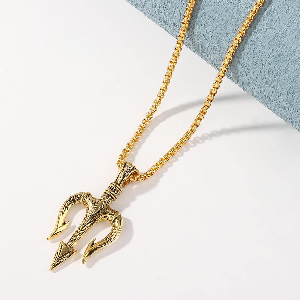 Gift Fashion Charm Chain Vintage Retro Rock Hip Hop Necklace Neptune Trident Pendant Choker