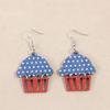 Elegant Star Print Cupcake Shaped Pendant Earrings For Women Embracing American Traditions At Festive Occasions